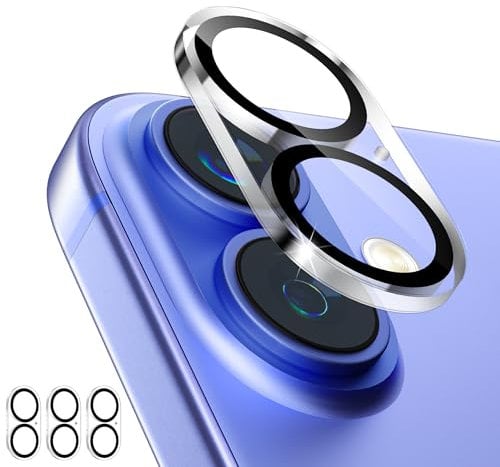 imluckies [3 Pack Camera Lens Protector for iPhone 16/16 Plus & iPhone 17, 9H Tempered Glass, Anti-Scratch, HD Clear, Case Friendly, 2 Built-in Night Circles [Night Shooting Mode]