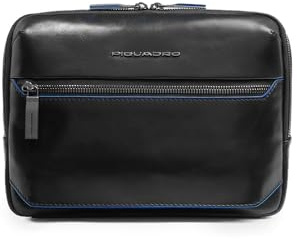 PIQUADRO Herren-Umhängetasche für iPadmini aus Leder, Schwarz