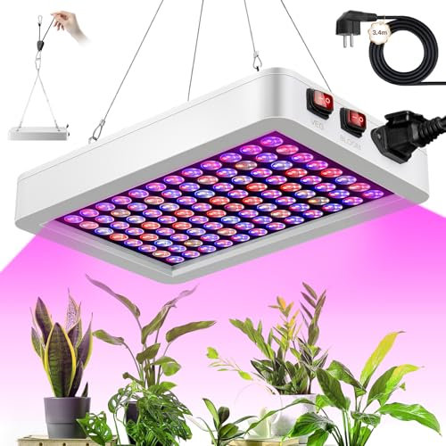LED Pflanzenlampe, Neueste FW1000 LED Grow Lampe Vollspektrum mit UV IR, Doppelchips Tageslichtlampe Pflanzen mit 3.4-Meter-Kabel für Garten, Gewächshaus, Zimmerpflanzen Gemüse und Blumenanbau