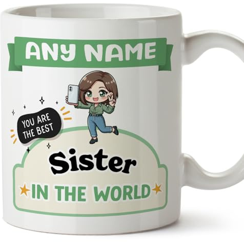 MUGFFINS Sister Mug - in English - Best in The World - Kawaii - Funny Gift - Ceramic 11oz Mug