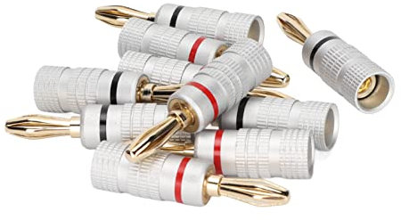 Brrnoo 24-Karat-Gold-Lautsprecher-Bananenstecker mit Doppelschraubenverriegelung, Vergoldeter Sound-Klinkenstecker, Lautsprecherkabel-Anschlüsse aus Reinem Kupfer, Geeignet für