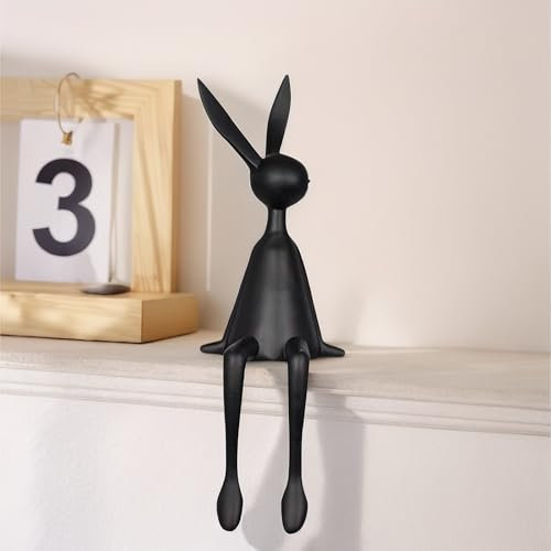 Kashyke Schwarze Osterhase Deko Modern Deko-Hasen Schwarz Osterdeko Osterdekoration Hase Dekoration für Ostern, Osterdeko für Tisch, Fensterbank & Wohnzimmer (A-1)