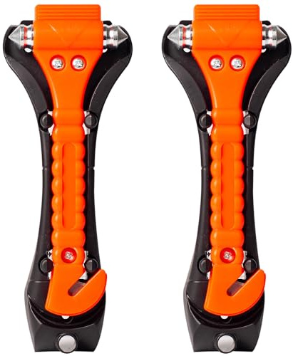 2 Pack Car Emergency Escape Tool Kit - Double-Ended Window Breaker & Seat Belt Cutter with High-Visibility Reflective Handle, Automotive Safety Hammer for Instant Glass Shattering & Emergency Egress