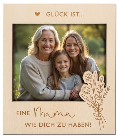 Joli Coon Muttertagsgeschenk - Bilderrahmen für euer gemeinsames Bild - Glück ist eine Mama wie dich zu haben - Muttertag Geschenk