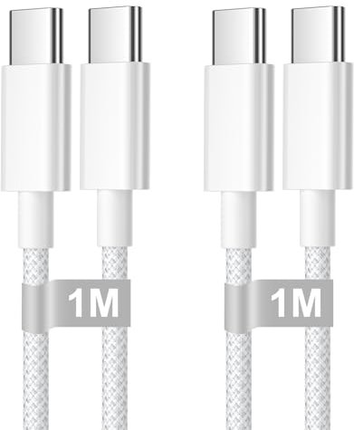 USB C to USB C Charger Cable 1M+2M, 60W Nylon Braided USB C to C Cable Original Fast Charge Type C Data Cable for Apple iPhone 16 15 Pro Plus Pro Max, Samsung Galaxy S24 S23, iPad Pro, MacBook Air