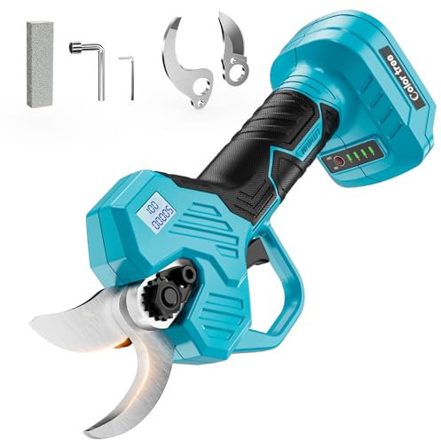 Cesoie elettriche senza fili batteria per Makita 18V, potatore portatile con display LCD e lame in acciaio SK7 importate, diametro di taglio 1,5-2 pollici per potatore e cesoie da giardinaggio