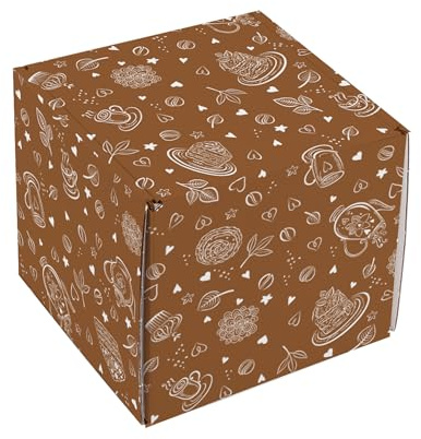 Herz & Heim® Geschenkbox aus stabilem Karton – verschiedene Größen & Motive – Geschenkverpackung für Geburtstag, Muttertag, Vatertag & Dankeschön (Kaffee, H (11,5 × 10,5 × 10,5 cm))