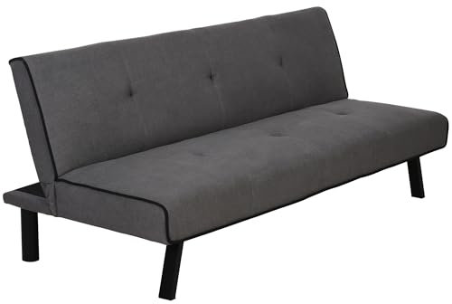 HOMCOM Canapé Convertible 3 Places canapé-lit avec Dossier réglable et Pieds en métal, Aspect Velours Moderne Charge 300 Kg, pour Salon, Chambre d'amis, Gris