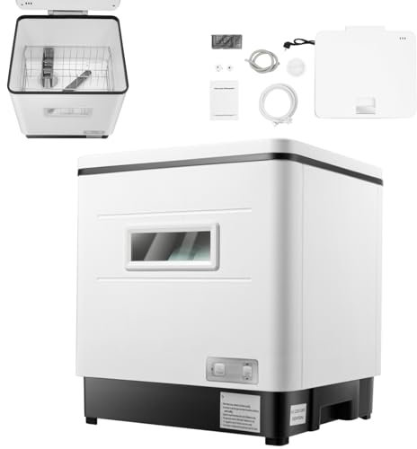 ROGONPDK Lavastoviglie in acciaio inox da 800 W | squisito lavello da tavolo temperatura di lavoro 70 ℃ | 360 ° acqua spray rotante lavastoviglie | Lavastoviglie piccola