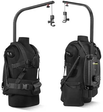 FLYCAM Starter Flowline Profi Kamerahalterung + Gimbal atmungsaktiv Größe S/M/L mit 180° drehbarer Oberstange und Nutzlast 3-7,5kg (B-FLCM-FLN-FM)