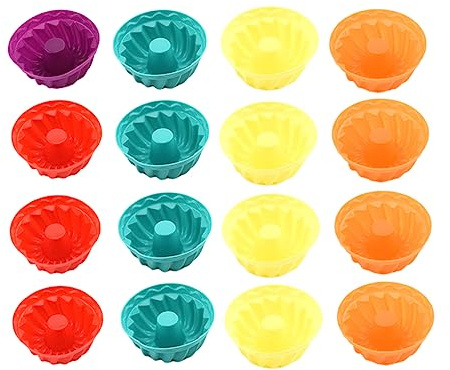 ZUNOXAZ 16 pièces Moule à Muffins Silicone Moule Pâtisserie Antiadhésif pour Cake Fondant Pudding Cupcakes Réutilisable et Facile à Nettoyer Couleurs Aléatoires Couleur Couleur Aléatoire