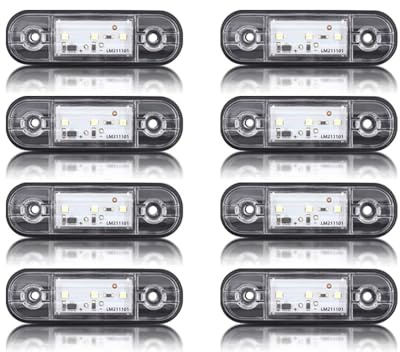 DPIPUBZSZ 8PCS 12V 24V Auto Warnung Licht 3 for Anhänger Lkw Orange Weiß Rot Seite Marker anzeige Lampe(8x white)