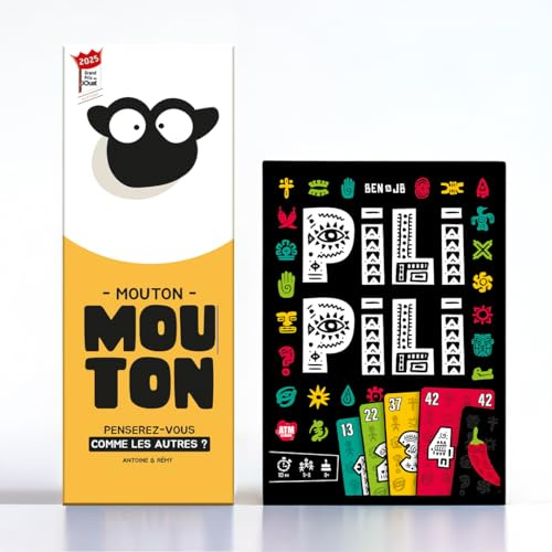 ATM Gaming Lot Mouton Mouton + PILI PILI - Jeu de Société Famille et Amis - Vainqueur Grand Prix du Jouet 2025-2 à 8 Joueurs - Idée Cadeau Original