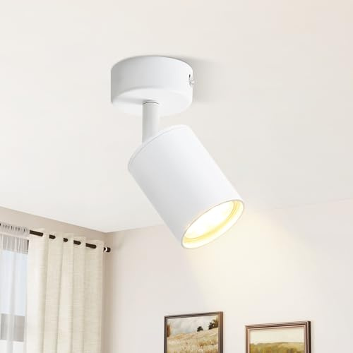 Glitzerlife Deckenstrahler Weiß Deckenlampe 1 Flammig LED Deckenspot GU10 | 350° Schwenkbar Deckenleuchte Strahler Spot Flurlampe Wandleuchte Innen Wohnzimmer Küche Ohne Leuchtmittel MAX.40W