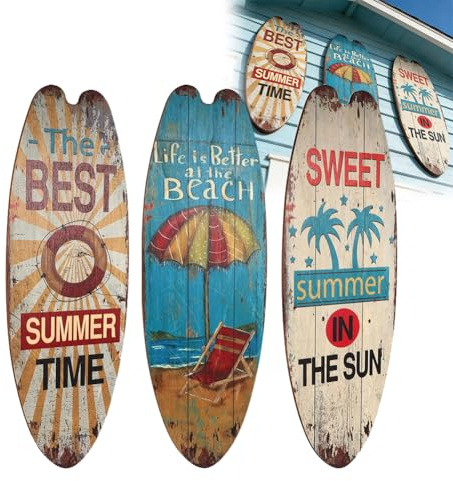 Surfbrett Deko 3 Stück, 45 cm Surfbrett-Schilder, Tropisches Bar-Schild Ornament, Strand-Willkommensschild für Wände Am Meer, Tropische Bars, Heimparty-Dekor