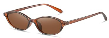 kimorn ovale Sonnenbrille für Damen Chic Katzenauge 90er schmale Sonnenbrille modische UV-Schutz Sonnenbrille (Brown/Brown)