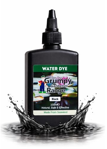Grumpy Gardener Black Pond Dye - Water Dye for Water Features 100ml | Algae Control for Ponds, Pond Water Treatment, Non-Toxic Colourant, Helps Reduce Algae Growth, Safe for Fish & Wildlife