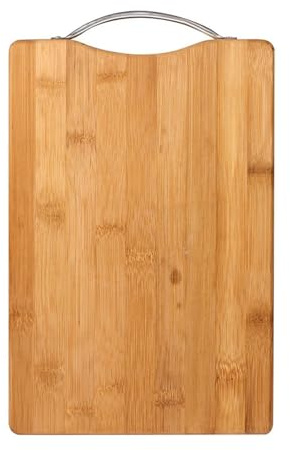 PNJB Natural Bamboo Chopping Board Set with Metal Handles, Practical and Stylish, Multiple Board Sizes, Wooden Cutting Boards for Kitchen Food Preparation, Vegetable Cutting, Meat Slicing, 20 x 30 cm