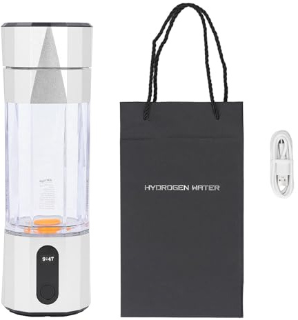 CHEOTIME Máquina generadora de botellas de agua de hidrógeno, 6000 a 8000 PPB Máquina ionizadora de agua de hidrógeno portátil de 208 ml recargable, mejora el agua en 5 minutos (Plata)