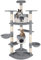 tectake® Tiragraffi per Gatti, Albero con 2 Casette, 4 Piattaforme, Tiragraffi con Amaca per Gatti, Albero per Gatti con Conche Orientabili e Cordicella per Gioco Gatti - Grigio/Bianco