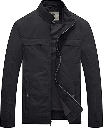 WenVen Übergangsjacke Herren Leichte Outdoor Baumwolle Cargojacken | Schlank,Klassisch,Herren Militärjacke,Kurzjacke,Jacke Herren Sommer,Multitaschen,Business,Camping,Natur,Frühling&Herbst