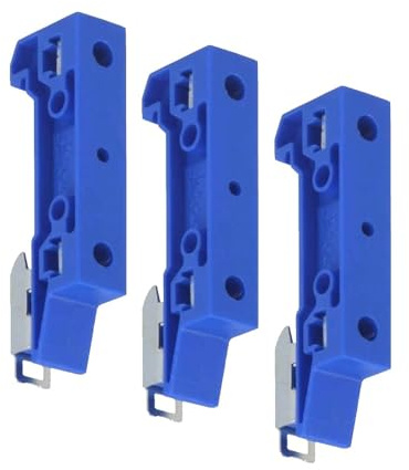 WITTKOWARE 3 Stück Montage-Halterungen zum Aufrasten auf eine 35mm DIN-Hutschiene, mit 2X Gewinde M4, blau