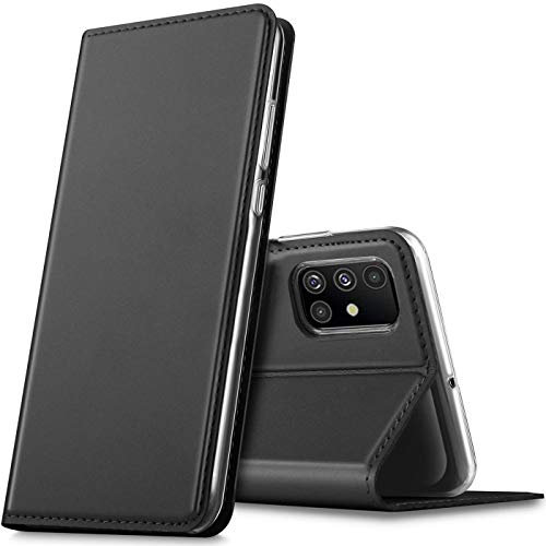 Verco Handyhülle für Samsung Galaxy A51, Premium Handy Flip Cover für Galaxy A51 Hülle [integr. Magnet] Book Case PU Leder Tasche, Schwarz