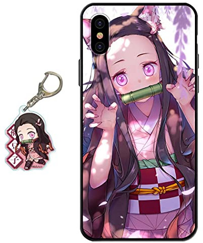 Staremeplz Compatible iPhone XS Case - Anime Design with Figure Keychain, Soft Silicone Flexible TPU Animation Phone Case