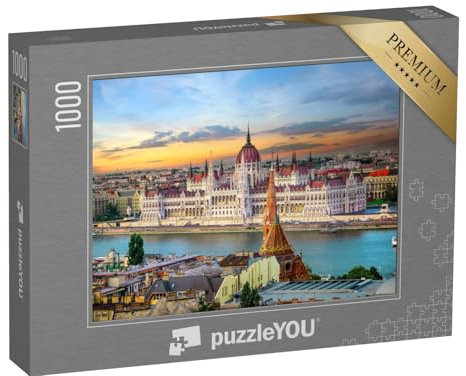 puzzleYOU: Puzzle 1000 Teile „Sonnenuntergang über berühmten Wahrzeichen in Budapest“ – aus der Puzzle-Kollektion Ungarn