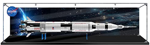 Acryl Vitrine Für Lego 21309 Apollo Saturn V, Staubdicht Vitrine Kompatibel Mit Lego 21309 Mit Hintergrund, Schaukasten Staubdicht Display Box (Nur Vitrine) 3Mm Horizontal Version
