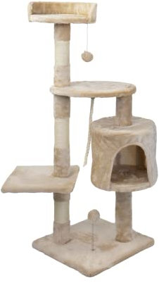 Mobiclinic, Rascador árbol para Gato, Modelo Silvestre, Mediano, Escalar, 3 Alturas, Soporta hasta 10 kg, con Plataformas y refugios, Juguete desestresante, Cuerda de sisal, Beige