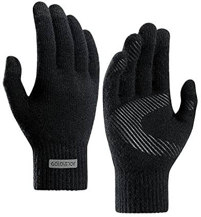Winter Knitting Men's Tire Pattern Warm Plush Riding Wool Gloves Mittens for Women Cold Weather Insulated