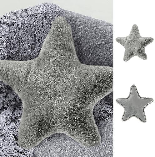 Cepewa Dekokissen Stern │ 100% Polyester sternförmig grau 45x45cm │ Sofakissen Kuschelkissen 170g Füllung (1 x Dekokissen Stern grau)