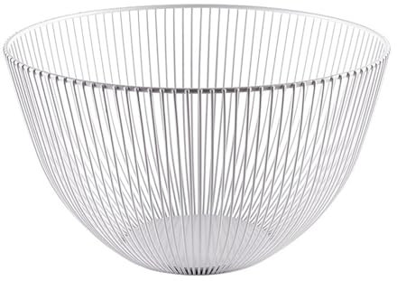 Soulnioi Metal Fruit Basket Iron Wire Fruit Bowl Round Fruit Storage for Vegetable Snack Bread Basket Home Decor - White