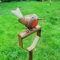 Robin on Fork | Metal Tin British Garden Bird Animal Statue Ornament Figure