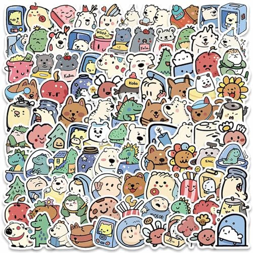100 Pcs Kawaii Animals Stickers, BetterJonny Gift for Kids Teen Adult, Lovely Waterproof Vinyl Decals for Laptop Water Bottles Skateboard Bike Car Helmet Luggage Guitar Scrapbook Phone Pad