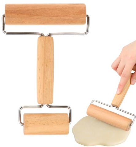 Nudelholz Teigroller, Kleine und Mittlere Teigrolle, mit Zwei Rollen Teigroller Holz Geeignet zum Ausrollen von Teig mit der Hand, Pizza, Desserts und Knödelhäuten