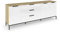 Rauch Möbel Flipp, Sideboard, TV-Schrank, Kommode mit Stauraum, mit Metallkufe graphit, Eiche Artisan/Glasfront Weiß, Holz, 3-türig, Glastüren, 3 Schubladen, Griffe graphit, 199x72x42cm