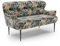 CAVADORE 2-Sitzer Küchensofa Amba, Trendige Sitzbank für Küche oder Esszimmer / 153 x 97 x 87 / Jacquard Flachgewebe: Blumenmuster Olive