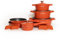 Royalty Line Topfset 14 Tlg - Töpfe Set geeignet für Induktion - Kochtopf Set & Pfannen mit Anti Haft Beschichtung - Pfannenset aus Alu mit Hitzeschutz Silikon Griffen - Topf set mit Deckel (ORANGE)