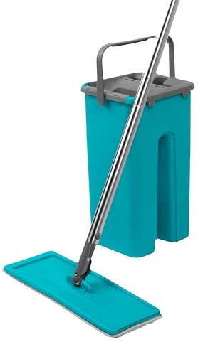 Beldray Antibac Flachmopp & Eimer – Platzsparender Flachkopfmopp, eingebaute Presse, Schaber zum Entfernen von Schmutz, schlanker Kopf, kompakt, Fliesen, Laminat, Holzböden, LA067234UFEU