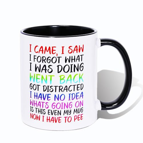 I Came I Saw I Forgot Coffee Mug,Funny Birthday Christmas Gifts Mug,Coffee Mugs for Mum and Dad, Anniversary Couple Gift,Funny Quotes Coffee Mug (Black)