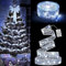 Christmas Ribbon String Lights, Long 10m/33ft, 100 LED Lights. Silver ribbon with White Lights. Battery Powered Fairy Lights for Xmas Tree, Bow Decoration, Walls, Garden. Flexible, Durable, Waterproof