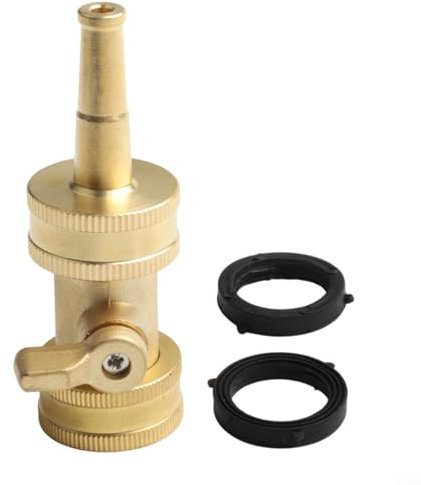 Sumsoctober Ugello professionale in ottone per tubo da giardino con spazzatrice a getto ad alta pressione e valvola di intercettazione