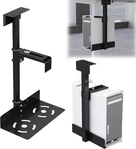 Aisny Supporto Per PC, Torre PC Supporto Da Parete E Sotto La Scrivania, Altezza Regolabile 50-530 Mm, Fino A 35 Kg, Nero
