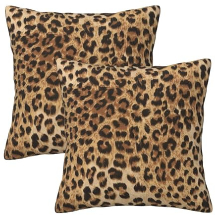 Leoparden-Kissenbezüge, 40,6 x 40,6 cm – Set mit 2 modernen, dekorativen, quadratischen Kissenbezügen für Zuhause, Wohnzimmer, Schlafzimmer, Bett und Außenbereich