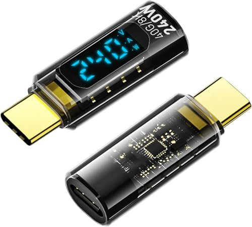 LUIRSAY 2 Stück USB C auf USB C Adapter 40 Gbps 48V/5A LED Display Typ C Geräte Adapter für iPhone15/15 Pro/15 Pro MAX, Samsung Galaxy S23/S22
