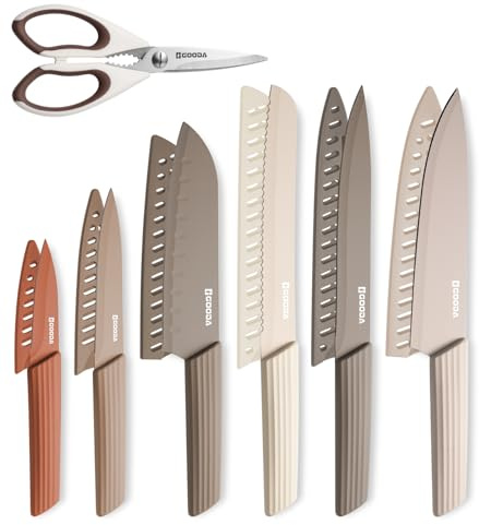 Ever Rich ® Stainless Steel Kitchen Knife Block Set, Knife Set, Ultra Sharp Knife (STYL 15 - Striped)