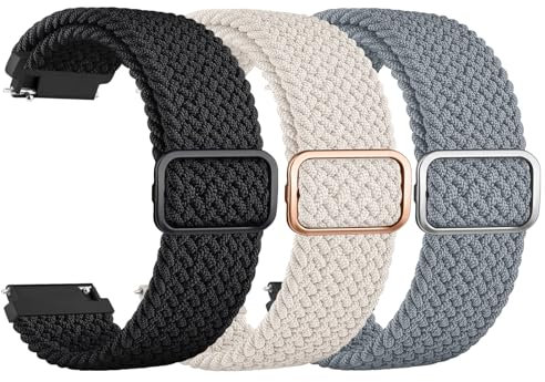 Amzpas 3 Stück Armband für Amazfit GTS 4 Mini/4/3/2e/2 Mini Armband Damen Herren,Nylon Verstellbares Geflochtenes Ersatzarmbänder für Amazfit Bip U Pro/Bip 3 Pro/Lite(Schwarz/Starlight/BlauGrau)