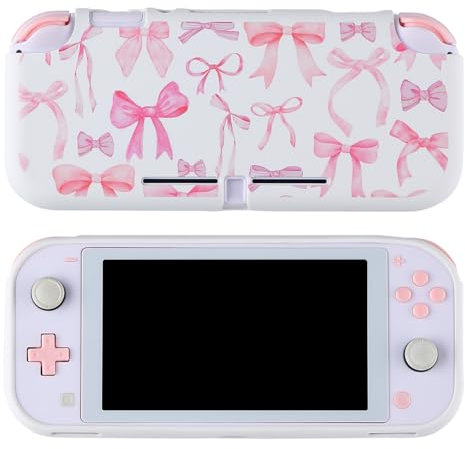 Case for Nintendo Switch Lite Protective Accessories Soft Silicone Cover Shell Compatible ONLY for Switch Lite Pink Coquette Bow Anti-Drop Shock Proof Aesthetic Protector